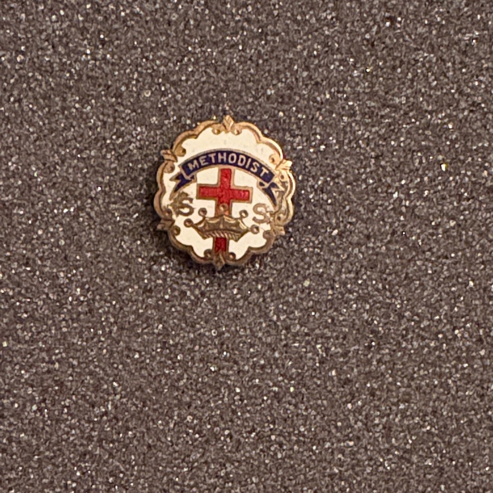 Vintage Methodist Cross Pin, Sunday School Pin, 1920s-60s